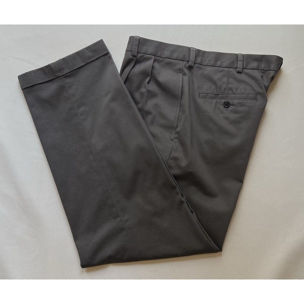 Brooks Brothers Advantage Chino Elliot Gray Pleated Cuffed Pants 38x32